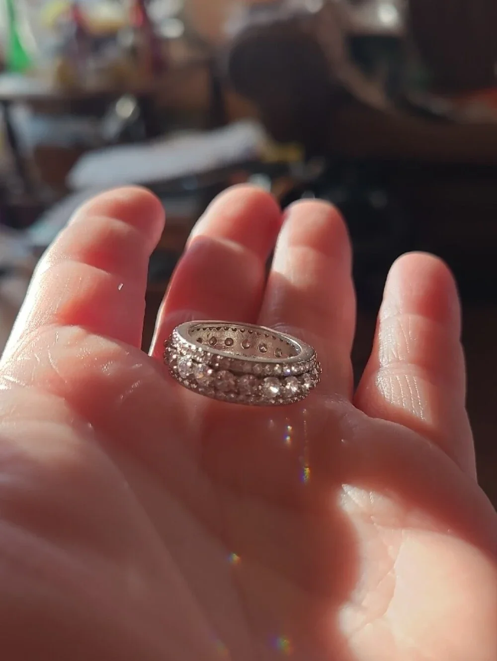 Crystal Pave Eternity Band - Silver Sparkle Size 7  Costume Jewerly
